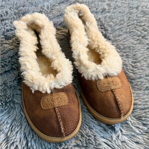 UGG Brown and Cream Shearling Slippers